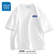 真維斯（Jeanswest）青少年港風(fēng)t恤男女短袖夏季純棉高支數(shù)寬松情侶ins潮流半袖體恤JR 白（easy） L 【適合110-130斤】