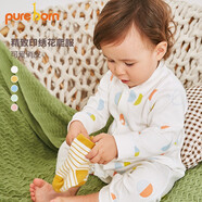 博睿恩（Pureborn）新生兒衣服可愛(ài)嬰兒爬服春秋季小清新寶寶連體衣純棉親膚 波點(diǎn)餅干 80cm