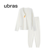 ubras【虞書欣同款】兔絨絨開襟家居服套裝厚款女加絨睡衣冬季女 【長袖長褲套裝】純白色 S