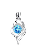 SANSAN歐美S999足銀項鏈女眾設計感百搭心有靈犀心形吊墜情人節生日 藍鉆（單墜不含鏈 足銀