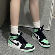 耐克（NIKE）Air Jordan 1 High OG AJ1男女情侶薄荷綠黑腳趾高幫運動籃球鞋 FD1437-130白黑綠 37.5 (235mm)