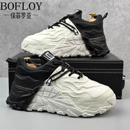 保菲羅亞增高鞋男士隱形內增高男鞋秋冬季新款休閑運動(dòng)鞋男百搭厚底老爹鞋 白黑常規款 38