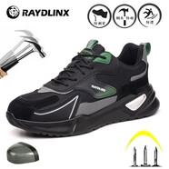 RAYDLINX雷頓勞保鞋男鋼包頭防砸防刺穿輕便耐磨安全鞋工作鞋透氣工地耐穿 F713綠黑(防砸防刺穿) 42