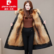 皮爾卡丹（pierre cardin）女裝派克服女2025冬新款貂可拆卸內(nèi)膽皮毛一體長(zhǎng)款加絨加厚皮草外 長(zhǎng)*款黑色-姜黃色內(nèi)膽 110厘米 L 110-125斤