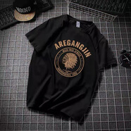 幕后英雄港風(fēng)ins潮牌短袖t恤男新款純棉寬松大碼情侶裝休閑半截袖 黑色 XXL(160-180斤)