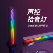 天蝸RGB拾音燈聲控節(jié)奏燈音樂led氛圍燈車載桌面創(chuàng)意音箱燈送男生禮物 聲控拾音黑色【16燈】 插電款