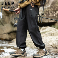JEEP SPIRIT吉普工裝褲男春夏季韓版休閑褲子男士束腳褲男 黑色 XL