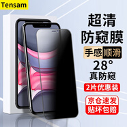 Tensam 適用蘋果11/XR防窺鋼化膜全屏貼合手機(jī)膜防爆覆蓋保護(hù)貼膜 蘋果11/XR【鉆石LG防窺膜】2片