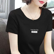 尚濤t恤女短袖2023夏季女裝新款韓版中年女裝百搭時(shí)尚體恤上衣打底衫 黑色 L  建議100-110斤