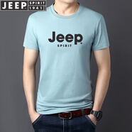 JEEP SPIRIT吉普短袖T恤上衣男夏季新款體恤大碼胖子商務(wù)休閑中青年運動(dòng) 230淺藍色 L (115斤-130斤)