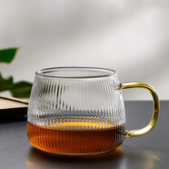 禾艾蘇（heisou）耐熱玻璃杯辦公杯咖啡杯牛奶杯豎紋水杯 豎紋單杯450ml