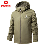 土撥鼠（Marmot）沖鋒衣男士戶(hù)外登山外套春秋冬季防風(fēng)防水運動(dòng)休閑連帽夾克 卡其色 M
