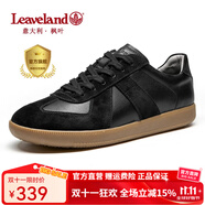 楓葉（leaveland）意大利男鞋2025新品真牛皮復(fù)古情侶款德訓(xùn)鞋戶外男士運(yùn)動(dòng)休閑板鞋 【升級(jí)版抑菌】黑色（皮鞋碼） 40
