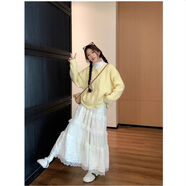 伊琦蕾甜美新款韓系長(cháng)袖蛋糕針織毛衣開(kāi)衫2025蕾絲半身裙女秋季時(shí)尚套裝 開(kāi)衫+半身裙（兩件套） M