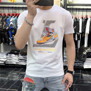 NAELK 原創(chuàng)潮牌短袖t恤男夏季新款燙鉆簡(jiǎn)約半袖體恤百搭潮流T恤上衣男 白色 M