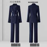 Radinka 2025春秋新款西裝套裝女英倫風(fēng)韓國西服OL氣質(zhì)職業(yè)chic西裝XFT 藏青色兩件套 XL