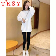 TKSY鯊魚褲搭配的上衣包臀中長款衛(wèi)衣打底衫女秋冬遮屁股內(nèi)搭加厚t恤 純色-春秋/款 S:100斤以下