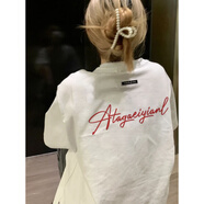 薩姆依白色圓領(lǐng)t恤女短袖夏季新款寬松半袖歐美式潮牌純棉重磅體恤上衣 白色【優(yōu)質(zhì)純棉】 L