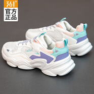 361°女鞋運(yùn)動(dòng)鞋子女秋季新款小白鞋361度跑步鞋潮流皮面防潑水老爹鞋 羽毛白/粉紫灰 (網(wǎng)面) 35 (內(nèi)長(zhǎng)225)女