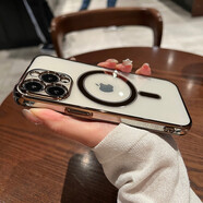 藍(lán)妮子 適用蘋果13手機(jī)殼iphone13promax保護(hù)套蘋果12promax手機(jī)殼男女款全包防摔 【金邊】可磁吸無線充*透明電鍍軟殼 蘋果13