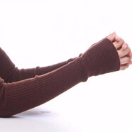 瞳羽眸羊絨手臂套袖女秋冬針織手套羊毛線長(zhǎng)款袖套毛衣假袖子護(hù)胳膊保暖 咖啡色 50厘米無(wú)指洞