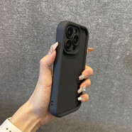 秒揚 精孔純色圓角蘋(píng)果15手機殼16新款iphone14promax膚感13pro氣囊個(gè)性12高級感 【水泥灰】 iPhone 16