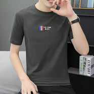 CopyMe短袖T恤男夏季半袖打底衫夏天男裝半截袖體恤純色上衣短袖白色t恤 深灰 2XL