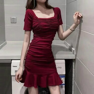 欲動(dòng)夜場(chǎng)性感女裝顯瘦夜店性感連衣裙洗浴按摩短裙連衣裙技師工裝 紅色款 2XL （125-140斤）