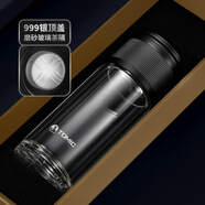 特美刻（TOMIC）TOMIC玻璃杯高硼硅玻璃隔熱防燙玻璃杯高顏值泡茶杯 甄藏版【玻璃茶隔+銀頂蓋】曜夜