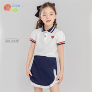 貝貝怡【官方發(fā)售】兒童套裝短袖女童裝夏季2022新品學院風柔軟透氣衣服 白色 4歲/身高110cm
