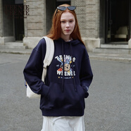 Teenie Weenie小熊連帽衛(wèi)衣女索羅娜曠野美拉德衛(wèi)衣美式復(fù)古寬松上衣 藏青色 M (165)
