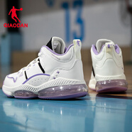 喬丹（QIAODAN）籃球鞋女子實(shí)戰冬季皮面專(zhuān)業(yè)運動(dòng)鞋初中生新款耐磨防滑女學(xué)生球鞋 象牙色/迷迭紫 后掌氣墊款 36