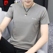 皮爾卡丹（pierre cardin）莫代爾冰絲t恤短袖男簡約衣服百搭夏季圓領(lǐng)夏裝休閑冰感半袖潮流 8817-223中灰色 L【100-120斤】