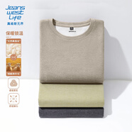JEANSWEST LIFE真維斯歐美風(fēng)t恤男冬季保暖羊毛絨男士打底衫青少年潮牌寬松秋衣T