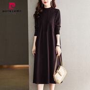 皮爾卡丹（pierre cardin）大I碼女裝秋冬季2023新款長(cháng)袖針織連衣裙長(cháng)款顯瘦毛衣裙 紫色 5XL (建議體重175-200斤)