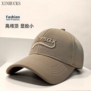 XINBUCKS高顱頂棒球帽男女通用時尚運動休閑風大頭圍顯臉小硬頂學生鴨舌帽 淺咖色 適合頭圍54-60cm（可調(diào)節(jié)）