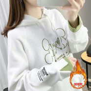 尚濤衛(wèi)衣女寬松連帽2025加絨加厚學(xué)生女裝新款時(shí)尚外套女上衣打底衫 加絨白色 2XL 建議100-125斤