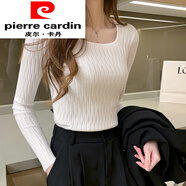 皮爾卡丹（pierre cardin）針織打底衫女春秋新款內搭低領(lǐng)長(cháng)袖上衣修身套頭毛衣冬時(shí)尚女裝 白色 S