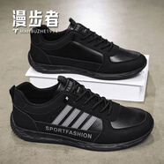 漫步者休閑鞋男時(shí)尚新款輕便百搭運動(dòng)鞋厚底透氣跑步鞋潮流阿甘鞋學(xué)生 黑色 39