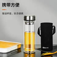 天喜（TIANXI） 水杯玻璃杯大容量杯子家用便攜男女辦公泡茶杯隨手茶水分離杯 睿星本色1000ml
