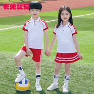 新品卡兔藍貓幼兒園園服夏裝短袖學(xué)院風(fēng)韓版兒童畢業(yè)服夏季班服套裝小學(xué)生校服校服 紅色女裙子套裝 吊牌160碼適合身高145-150cm