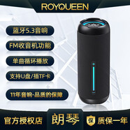 朗琴（ROYQUEEN） M400無線藍(lán)牙音箱便攜重低音炮TWS立體聲可插TF卡U盤播放戶外防水音響支持FM收音機(jī)電腦筆記本 璀璨黑 官方標(biāo)配