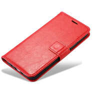 佩諾小米Redmi Note13Pro保護套紅米+手機殼可支架翻蓋式皮套男女錢包款鏡頭全包防摔軟外殼 【搭扣錢包款】紅色 紅米note13pro