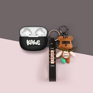 適用魅藍Blus2s保護套魅藍Blus 2S藍牙耳機保護殼魅藍air耳機套殼 黑色殼+KAWS貼片+棕色圍脖兔 魅藍Blus2s