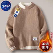 NASA XVVX官方秋冬季加厚毛衣男新款潮流寬松半高領(lǐng)針織衫男保暖男裝上衣服 6081卡其【加絨款】 2XL (130-145斤)