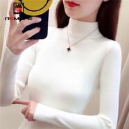 AEMAPE加絨加厚半高領(lǐng)毛衣打底衫長(cháng)袖2025春秋冬緊身針織衫女紅色本命年 MX-7201L_白色（不加絨） 加厚 S _（85-105斤）