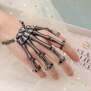 喏雅珘機械外骨骼機甲裝備爪子暗黑戒指手環(huán)機器人手套表演表演道具玩具 骷髏手環(huán)【槍黑】 均碼