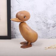 花始鸭子小鸟企鹅木质工艺品丹麦木偶摆件创意可爱北欧ins家居装饰品 柚木鸭妈妈 高18cm