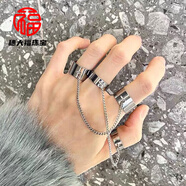 胖東來(lái)品質(zhì)鏈條戒指歐美2024金屬手鏈一體式指環(huán)男女嘻哈朋克風(fēng)蹦 JS5237 開(kāi)口可調(diào)節(jié)