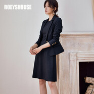 ROEYSHOUSE 羅衣知性純色職業(yè)套裝女秋裝新款西裝外套連衣裙兩件套11782 深藍(lán)色 L